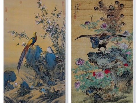 Chinese flower and bird decorative painting free