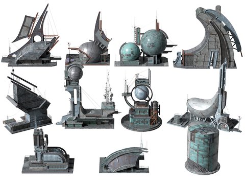 Industrial Style Cyberpunk Mechanical Building Ornaments