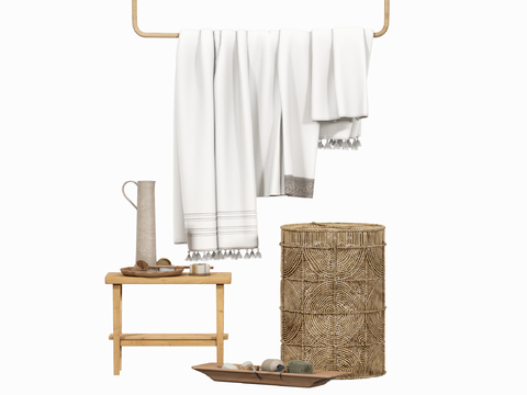 Silly Wind Rattan Towel Rack Laundry Basket