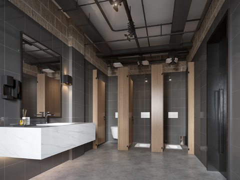 Industrial wind high-grade gray public toilet