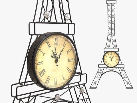 Modern iron clock Paris Tower