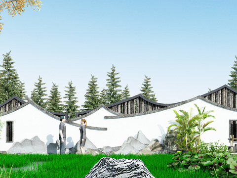 Neo-Chinese Style Landscape Wall Free