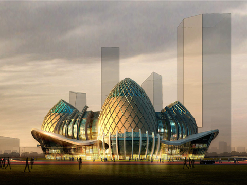 modern special-shaped office building appearance psd