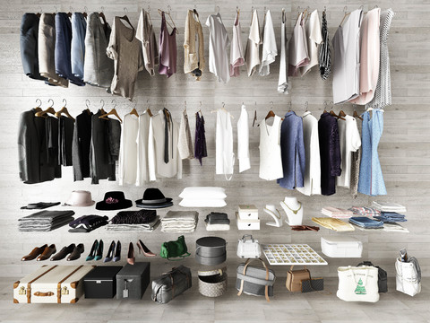 Modern cloakroom clothing accessories combination