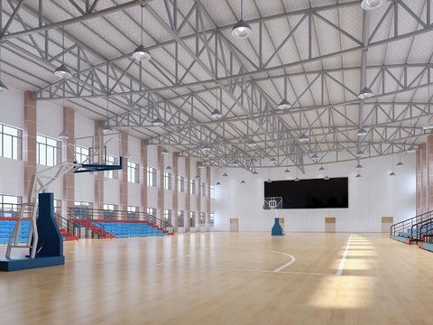 Modern indoor basketball court