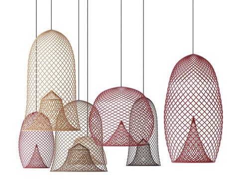 Chinese Grid Chandelier Combination