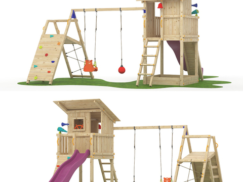 Modern Playground Slide Swing Combo