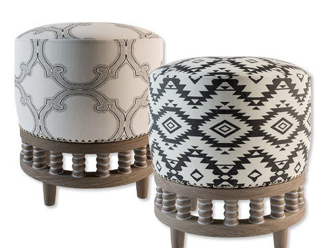 American retro solid wood fabric stool for free