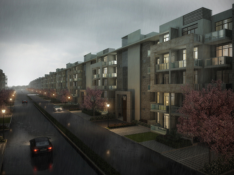 modern residential building rain view free