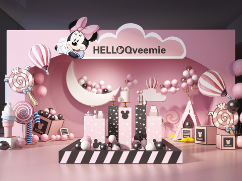 Modern Internet Celebrity Minnie Theme Wedding Photo Area