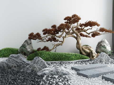 New Chinese-style rockery pine gardening sketch