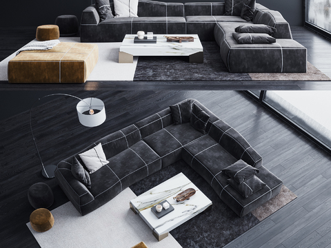 B & B Italia modern flannel corner sofa combination