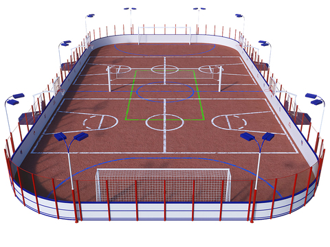 modern multi-functional sports field basketball court