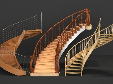 Modern revolving staircase wrought iron guardrail