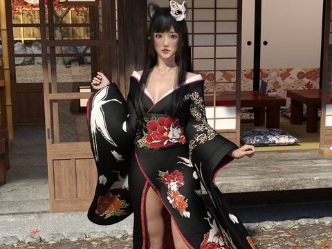 Japanese-style kimono girl figure