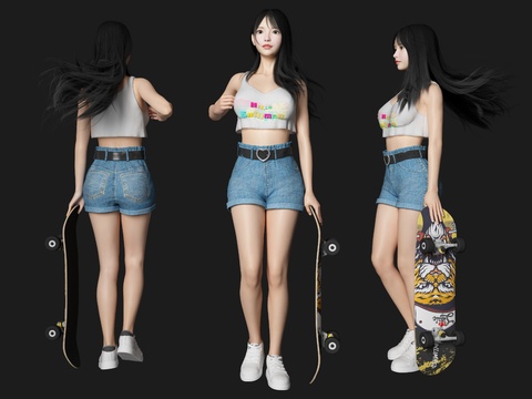 skateboard beauty character