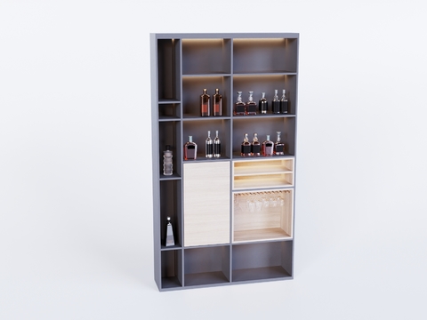 Modern Minimalist Solid Wood Wine Cabinet Free