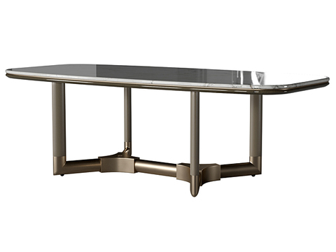 Modern Affordable Luxury Style Stainless Steel Marble Dining Table Free