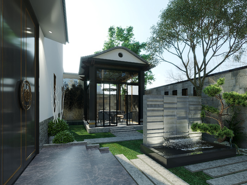 New Chinese Villa Courtyard Garden