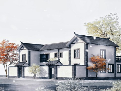 Chinese style double-family villa with courtyard