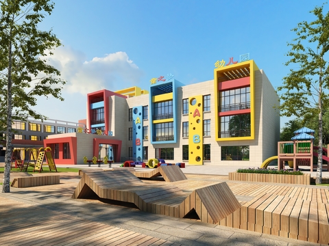 Modern kindergarten architectural appearance