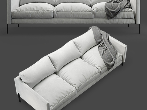 Modern Minimalist Fabric Multi-Person Sofa Three-Person Sofa Free