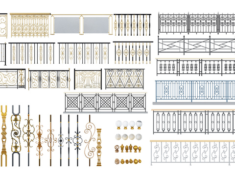 European-style metal railing guardrail