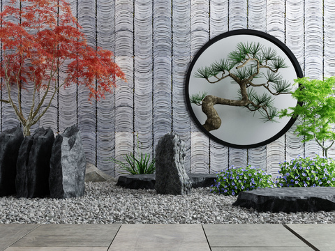 New Chinese maple rockery gardening sketch