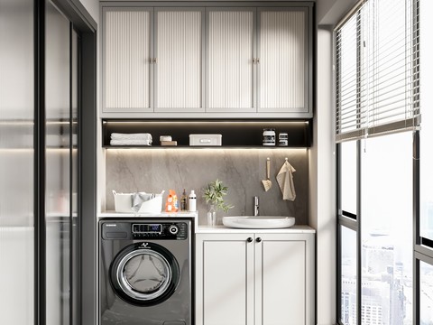 Modern balcony washing machine room