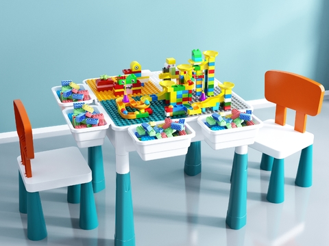 Modern Children's Building Blocks Toy Tables and Chairs