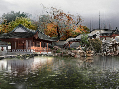 Chinese style pavilion rest pavilion pavilion psd