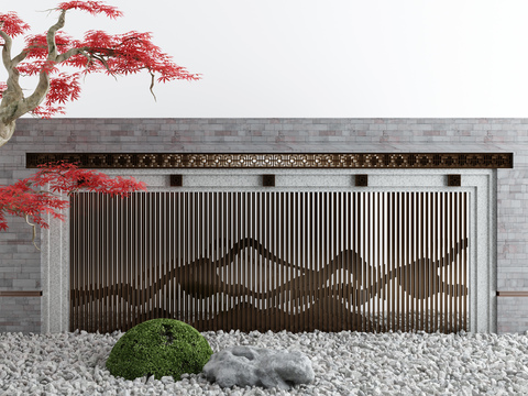 Neo-Chinese Style red maple landscape wall sketch