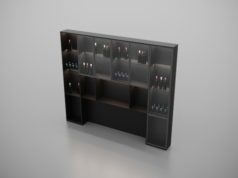 Modern Minimalist Solid Wood Glass Door Wine Cabinet Free