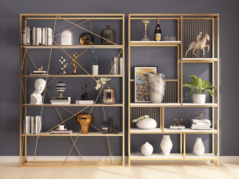 Modern Metal Bookshelf Decorative Rack