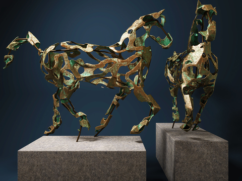 Modern l hollow copper horse sculpture