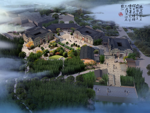 new chinese residential building appearance bird's eye view psd