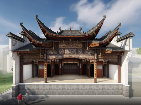 Chinese-style ancient stage