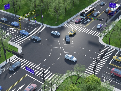 Road bird's eye intersection