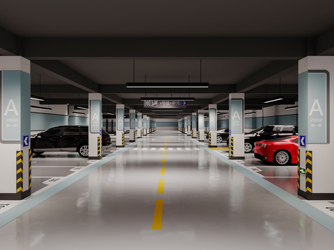 Shopping mall garage underground parking lot