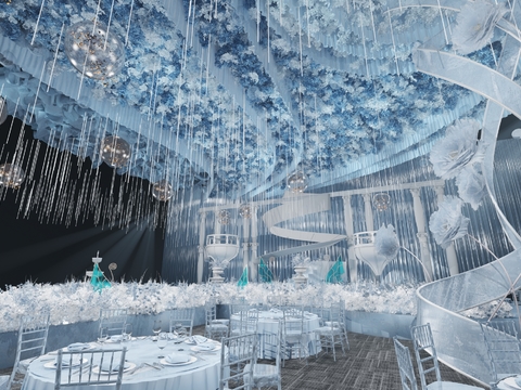 European Sky Blue Hotel Wedding Banquet Hall