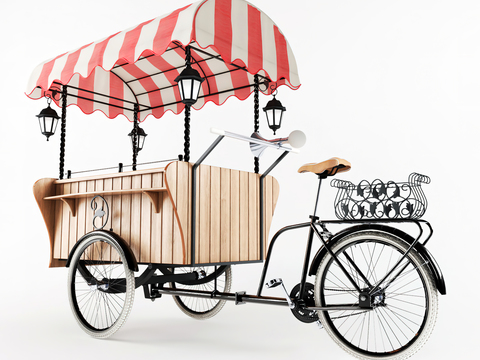 Three-wheeled cart for mobile stalls