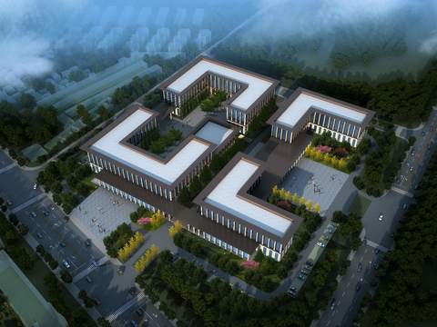 modern office building appearance bird's-eye view psd