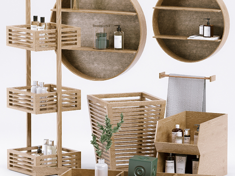 Wabi-sabi Style Bathroom Supplies Storage Rack