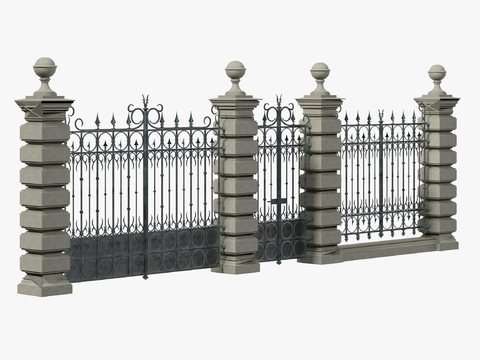 American style villa gate guardrail railing patio door