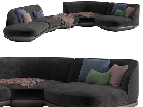 Giorgetti modern gray flannel multiplayer sofa