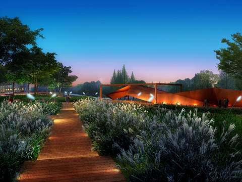 modern park garden night landscape psd