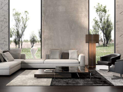 Minotti modern multiplayer sofa coffee table combination