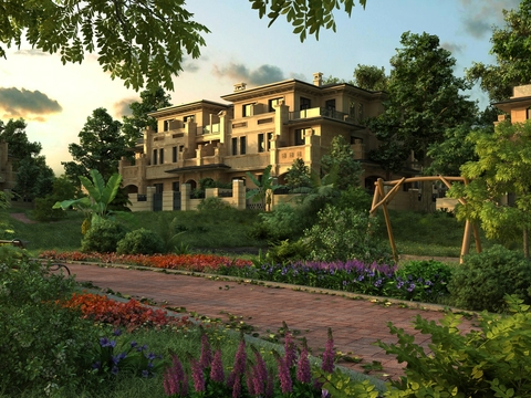 European Villa Residential Landscape