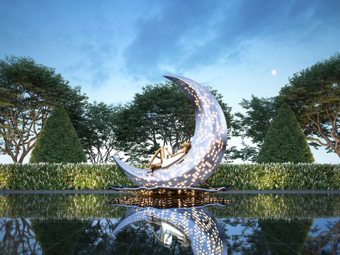 Modern City Moon Sculpture