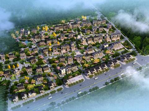 new chinese residential building bird's eye view psd